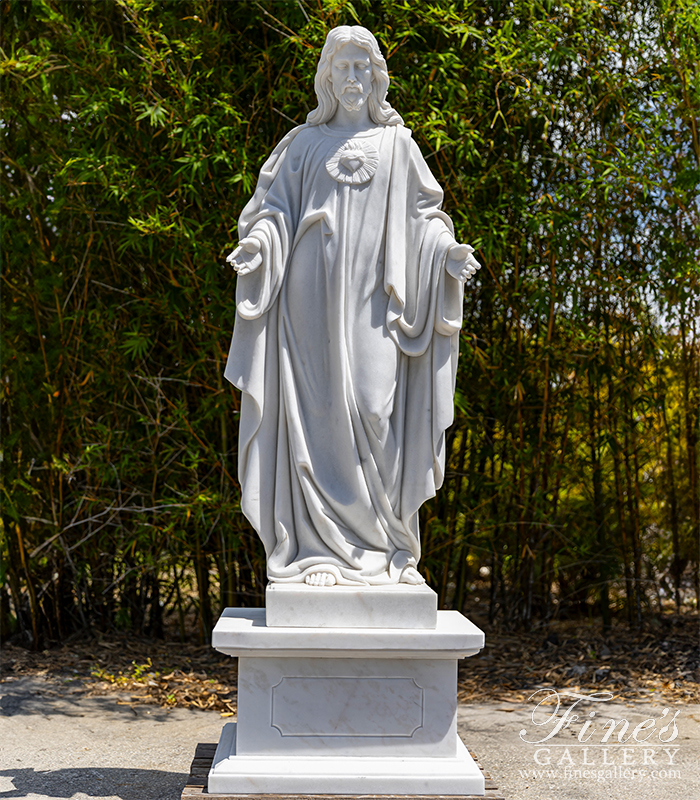 Search Result For Marble Statues  - Marble Sacred Heart Of Jesus Statue - MS-1056